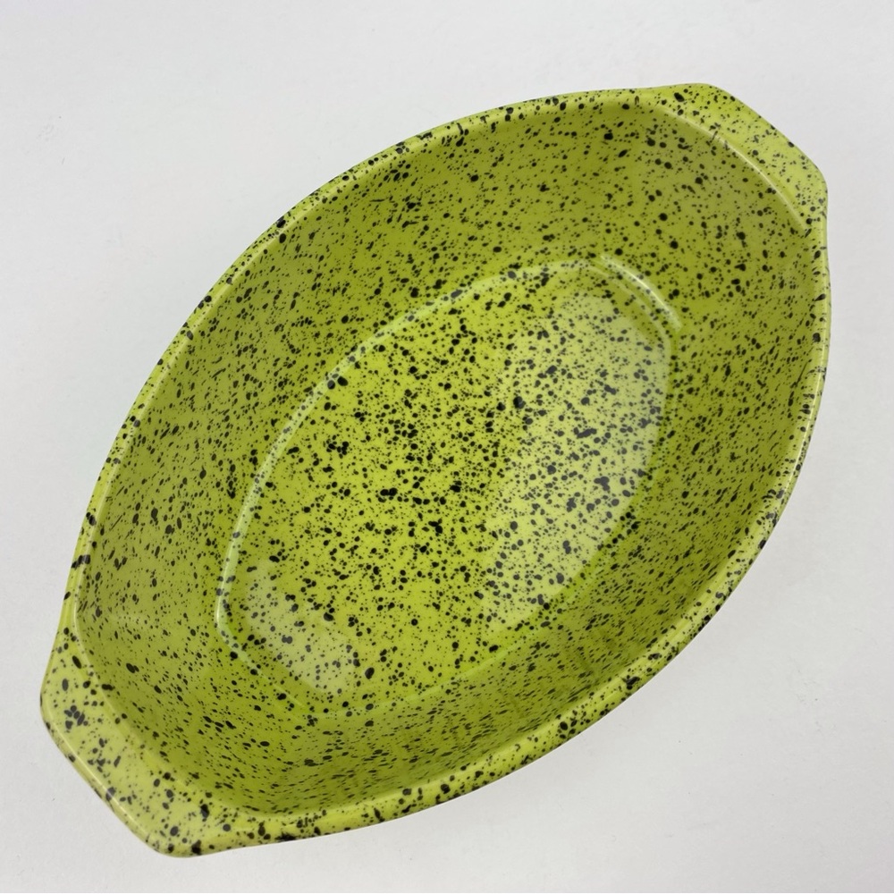 Cerutil Portugal Stoneware Oval Serving Dish Speckled Green Black Bakeware